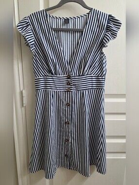 Striped Navy & White Button-Front Sundress